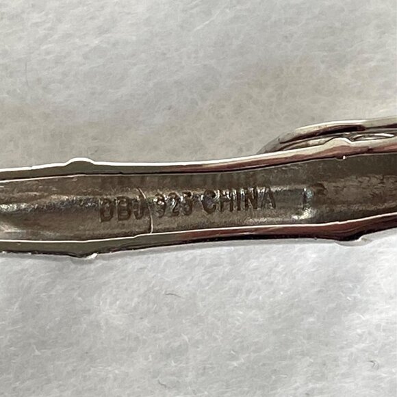 Sterling Silver 925 DBJ Oval Bamboo Hinged Diamond Bangle Bracelet Sz 7.25" - Picture 11 of 16